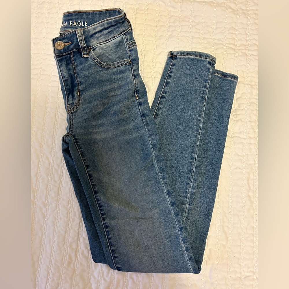 american eagle blue jeans, size 00, length regular